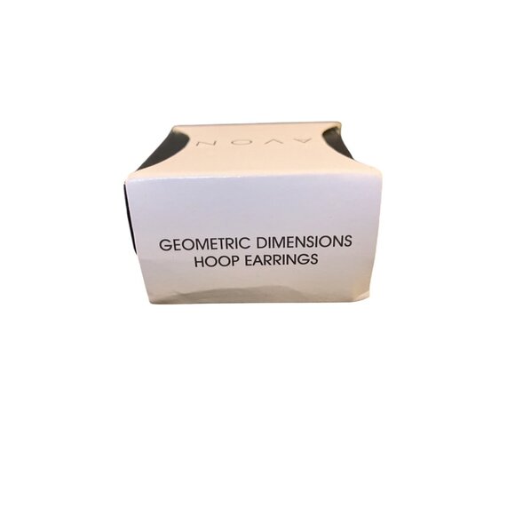 Avon Silver Tone And Rhinestone Geometric Dimensions Hoop Earrings (1574) - Picture 6 of 6